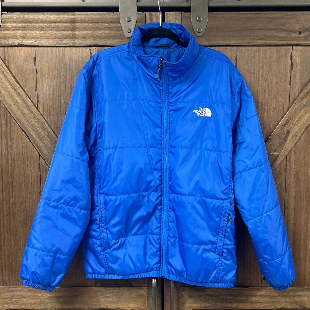 The North Face Zip Up Long Sleeve Puffer Winter Jacket Royal Blue Size Large